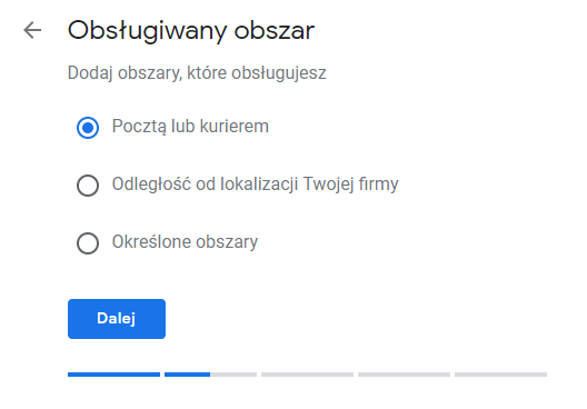 Wybierz obsługiwany obszar w Google Maps